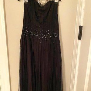 BCBC Black Chiffon Midi Gown